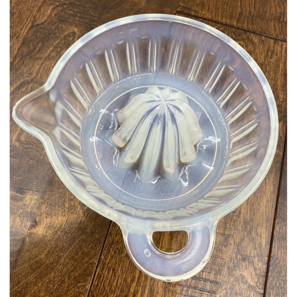 Vintage FRY Reamer Juicer Opalescent Swirled Glass Ribbed Citrus Reamer Juicer